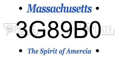 3G89B0 Massachusetts License Plate