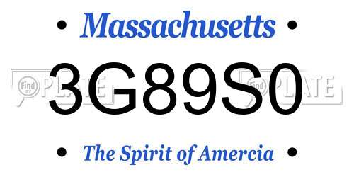 3G89S0 Massachusetts License Plate