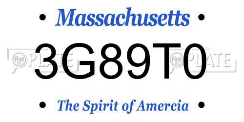 3G89T0 Massachusetts License Plate