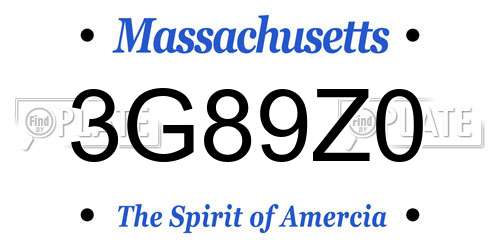 3G89Z0 Massachusetts License Plate