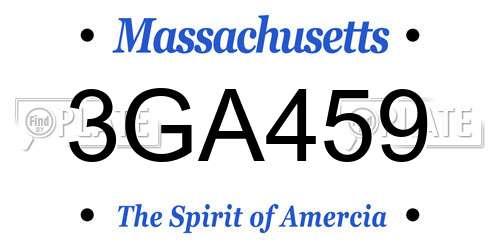 3GA459 Massachusetts License Plate