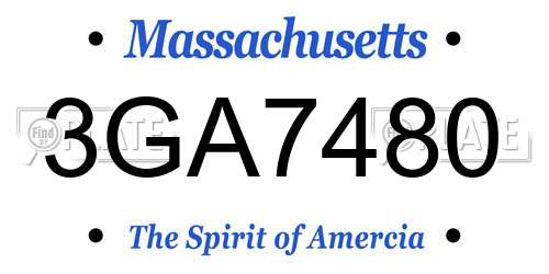 3GA7480 Massachusetts License Plate