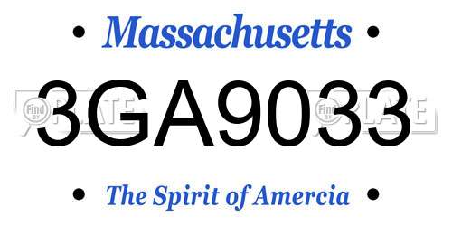3GA9033 Massachusetts License Plate