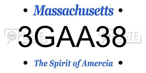 3GAA38 Massachusetts License Plate