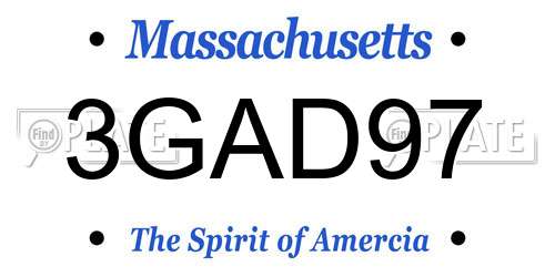 3GAD97 Massachusetts License Plate