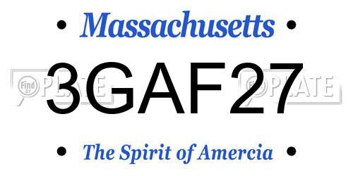 3GAF27 Massachusetts License Plate