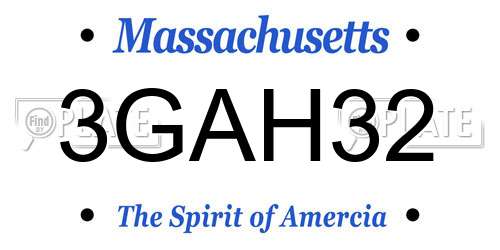 3GAH32 Massachusetts License Plate