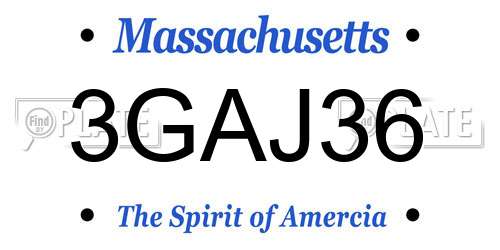 3GAJ36 Massachusetts License Plate