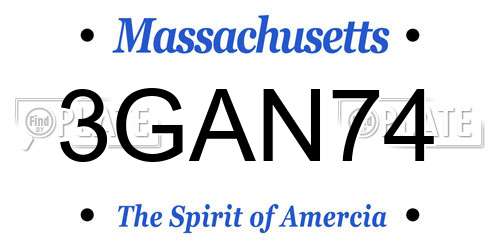 3GAN74 Massachusetts License Plate