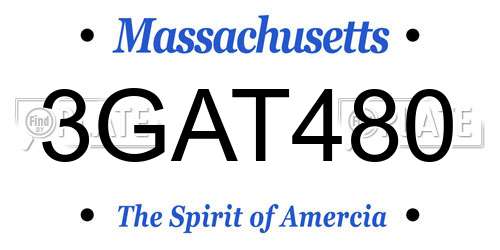 3GAT480 Massachusetts License Plate