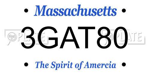 3GAT80 Massachusetts License Plate