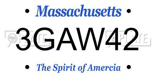3GAW42 Massachusetts License Plate