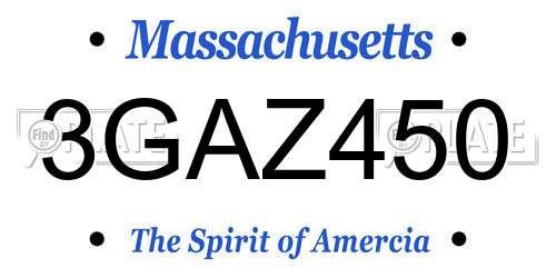 3GAZ450 Massachusetts License Plate