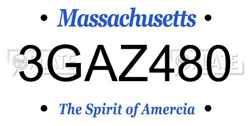 3GAZ480 Massachusetts License Plate