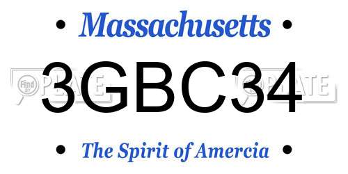 3GBC34 Massachusetts License Plate