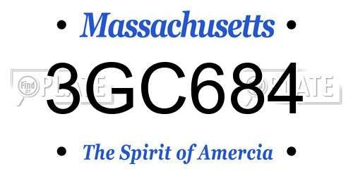 3GC684 Massachusetts License Plate