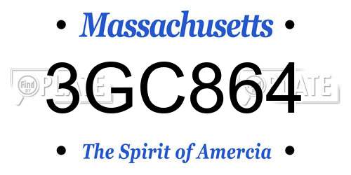 3GC864 Massachusetts License Plate
