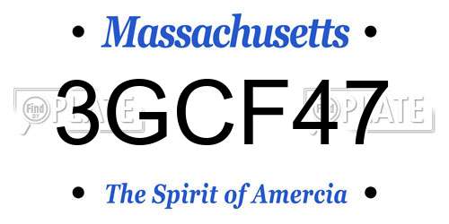 3GCF47 Massachusetts License Plate
