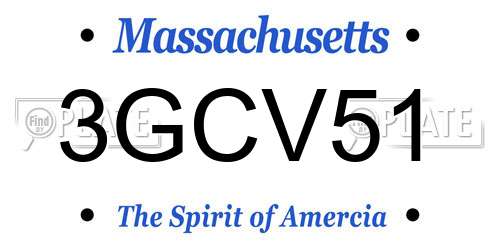 3GCV51 Massachusetts License Plate