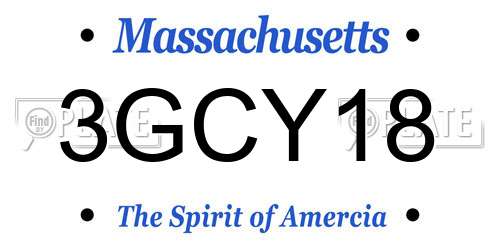 3GCY18 Massachusetts License Plate