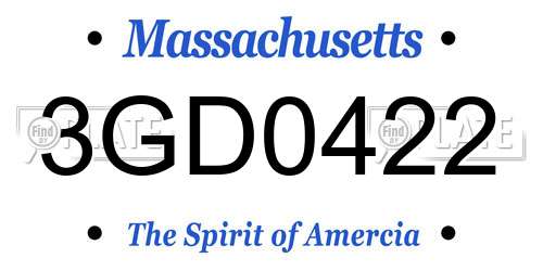 3GD0422 Massachusetts License Plate