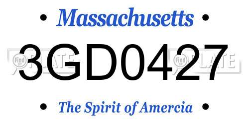 3GD0427 Massachusetts License Plate