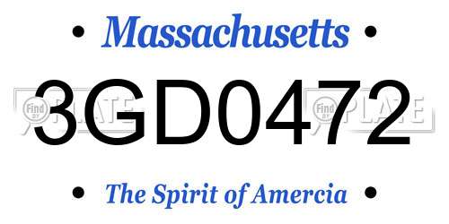 3GD0472 Massachusetts License Plate