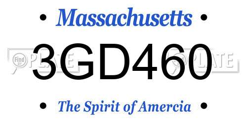 3GD460 Massachusetts License Plate