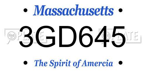 3GD645 Massachusetts License Plate