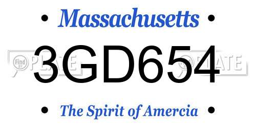3GD654 Massachusetts License Plate