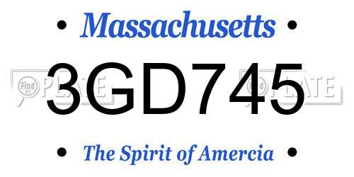 3GD745 Massachusetts License Plate