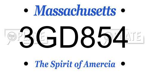 3GD854 Massachusetts License Plate