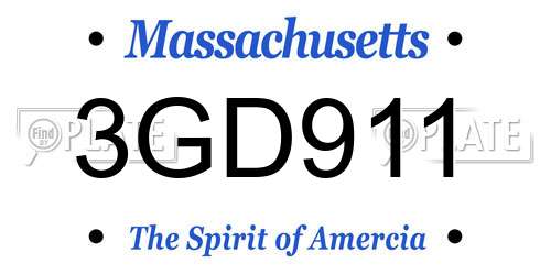 3GD911 Massachusetts License Plate