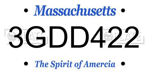 3GDD422 Massachusetts License Plate