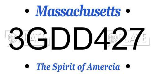 3GDD427 Massachusetts License Plate