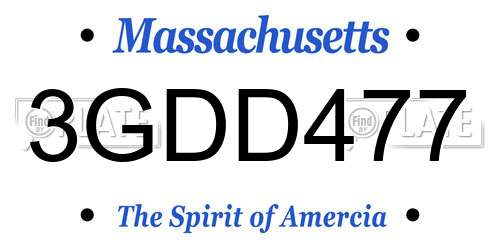 3GDD477 Massachusetts License Plate
