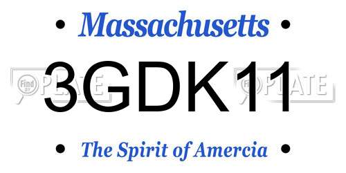 3GDK11 Massachusetts License Plate