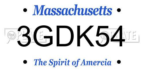 3GDK54 Massachusetts License Plate