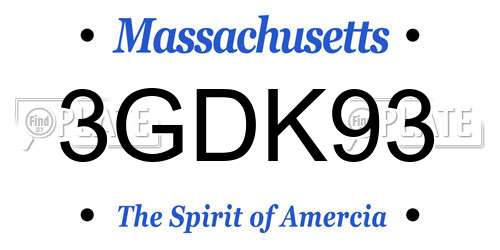 3GDK93 Massachusetts License Plate