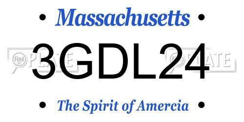 3GDL24 Massachusetts License Plate