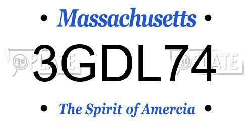 3GDL74 Massachusetts License Plate