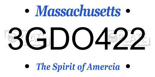 3GDO422 Massachusetts License Plate