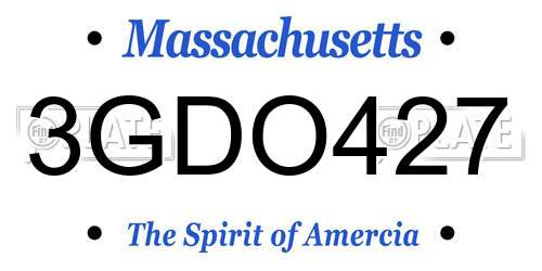 3GDO427 Massachusetts License Plate