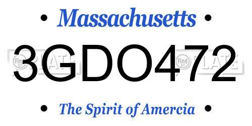 3GDO472 Massachusetts License Plate