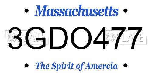 3GDO477 Massachusetts License Plate