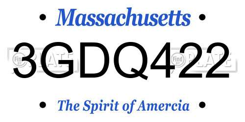 3GDQ422 Massachusetts License Plate