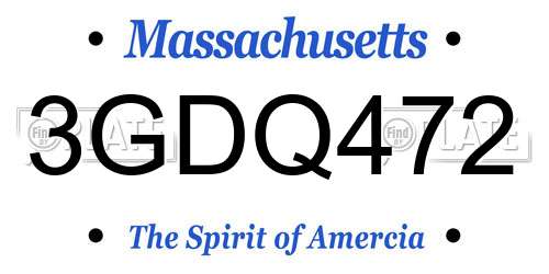 3GDQ472 Massachusetts License Plate