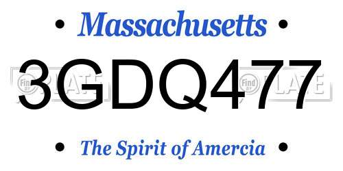3GDQ477 Massachusetts License Plate