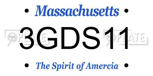 3GDS11 Massachusetts License Plate