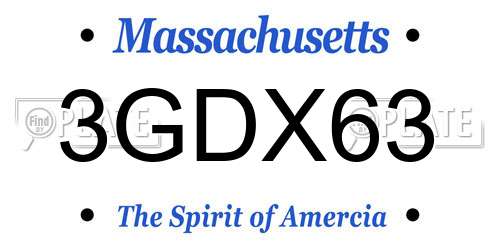 3GDX63 Massachusetts License Plate